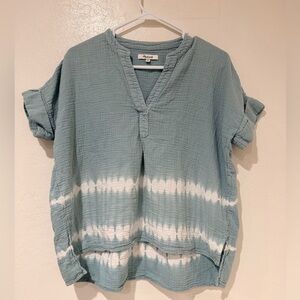 Madewell Blue Tie-Dye Lightspun Lakeline Popover Top Shirt size XXS